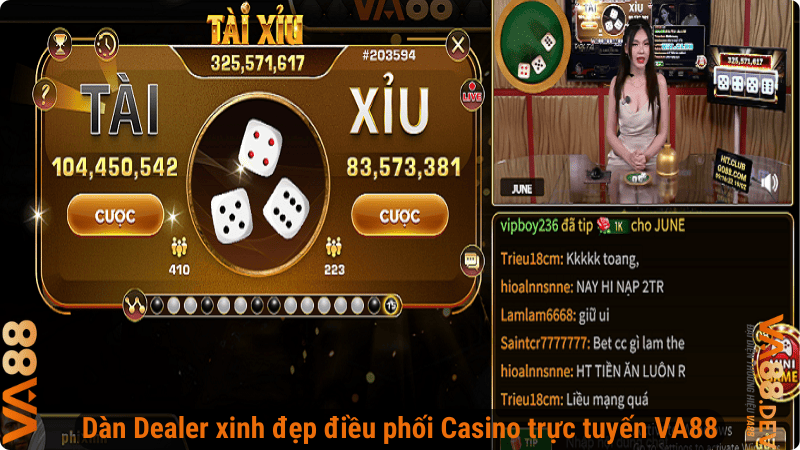 Dàn Dealer xinh đẹp điều phối Casino trực tuyến VA88