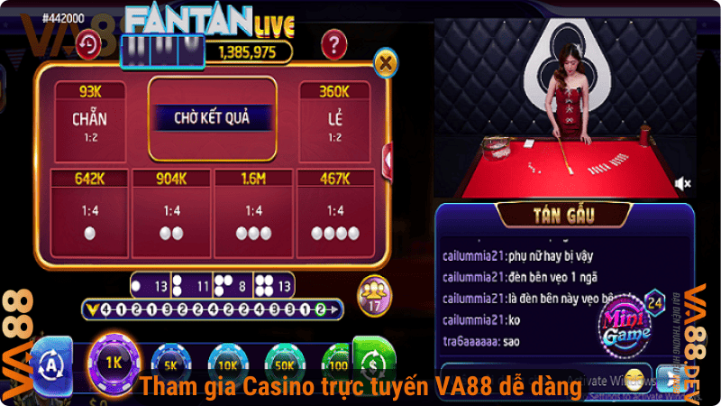 Tham gia Casino trực tuyến VA88 dễ dàng
