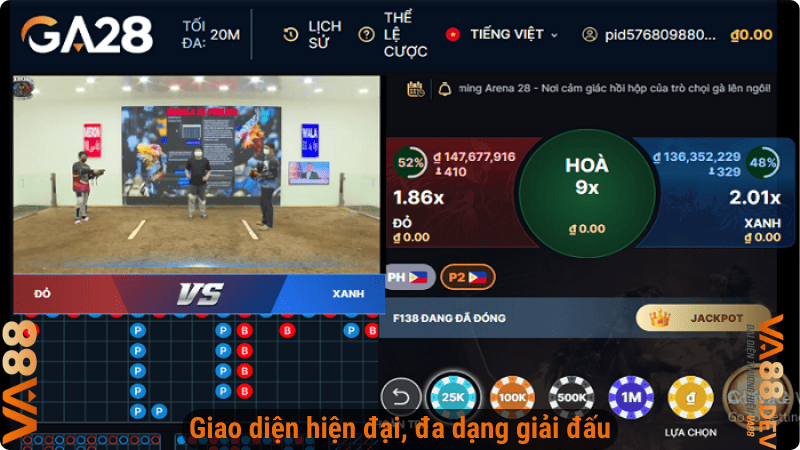 Giao diện hiện đại, đa dạng giải đấu