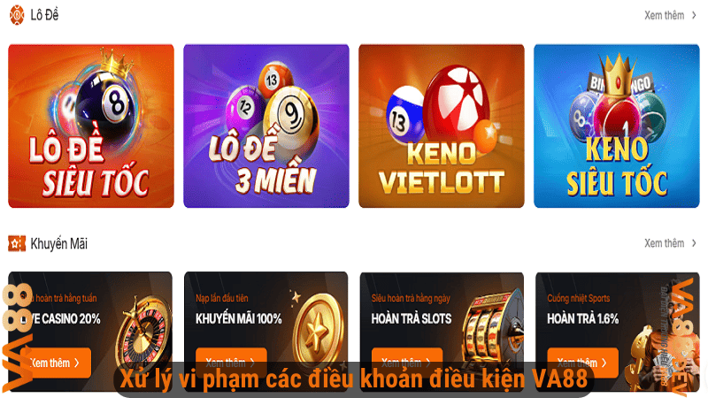 Xử lý vi phạm các điều khoản điều kiện VA88