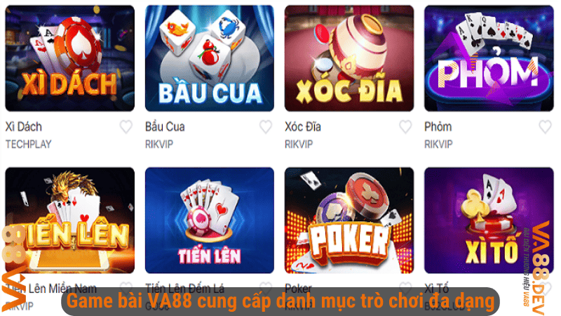 Game bài VA88 cung cấp danh mục trò chơi đa dạng