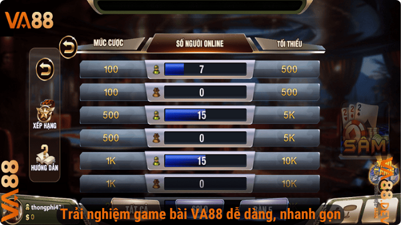 Trải nghiệm game bài VA88 dễ dàng, nhanh gọn